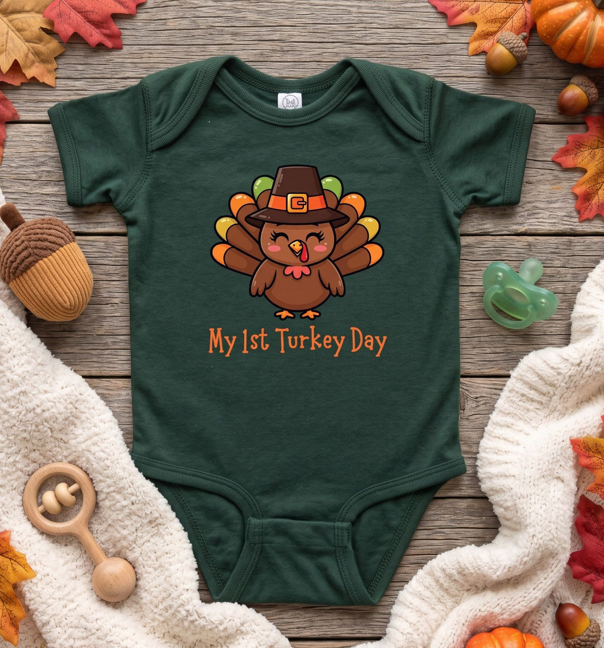 Turkey Infant One Piece Outfit, my first Turkey Day onesie, fall photos