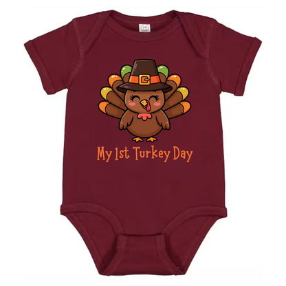 Turkey Infant One Piece Outfit, my first Turkey Day onesie, fall photos