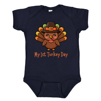 Turkey Infant One Piece Outfit, my first Turkey Day onesie, fall photos
