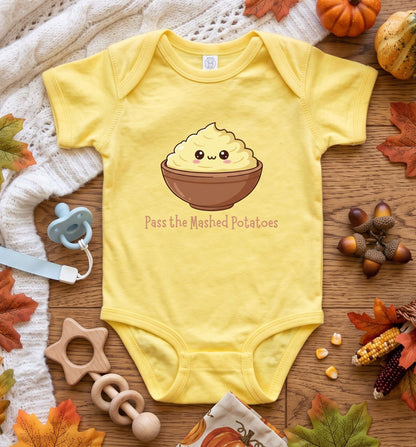 Fall Feast Baby Graphic Bodysuit, Turkey Day Keepsake, Short or Long Sleeve Options