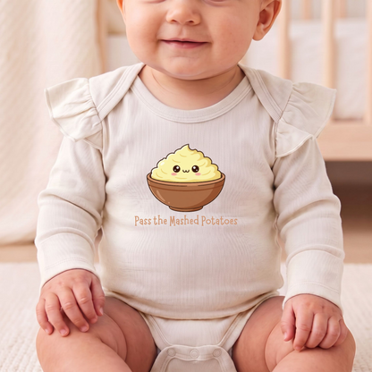 Fall Feast Baby Graphic Bodysuit, Turkey Day Keepsake, Short or Long Sleeve Options