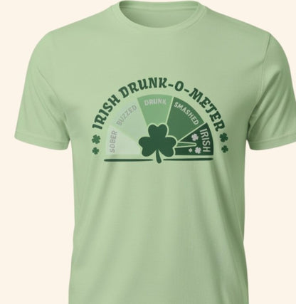 Funny St Patrick's Day Shirt, Irish Drunk-O-Meter Graphic Tee