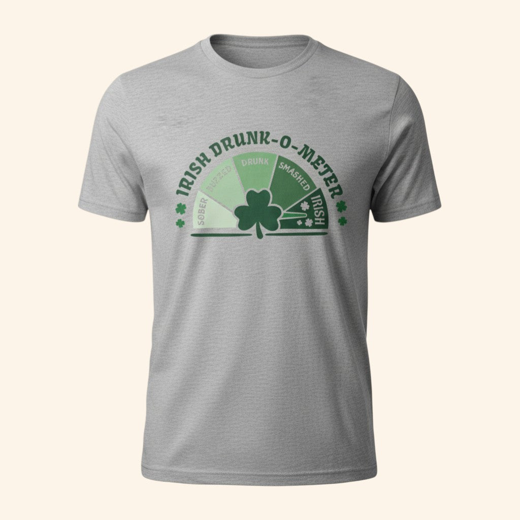 Funny St Patrick's Day Shirt, Irish Drunk-O-Meter Graphic Tee