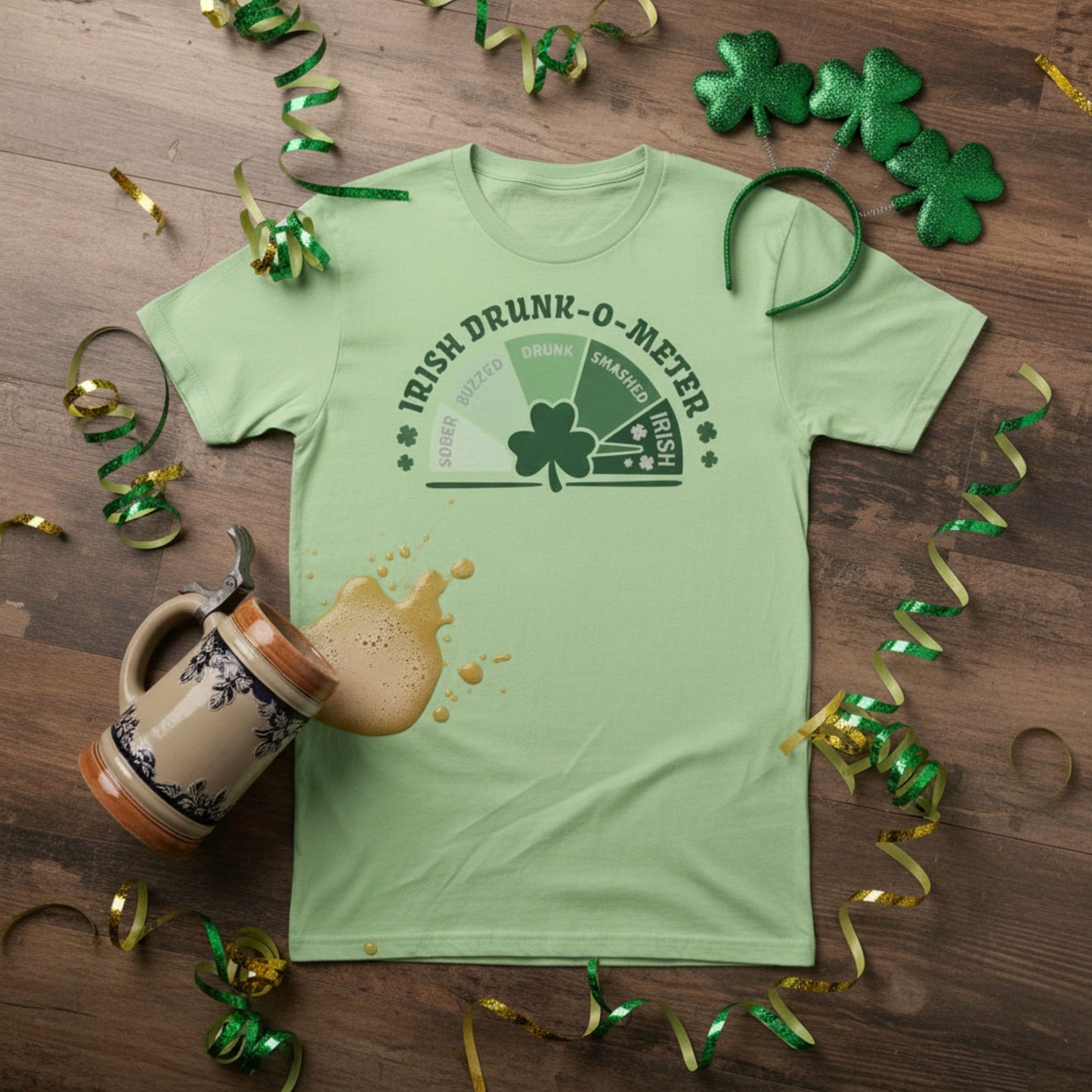 Funny St Patrick's Day Shirt, Irish Drunk-O-Meter Graphic Tee