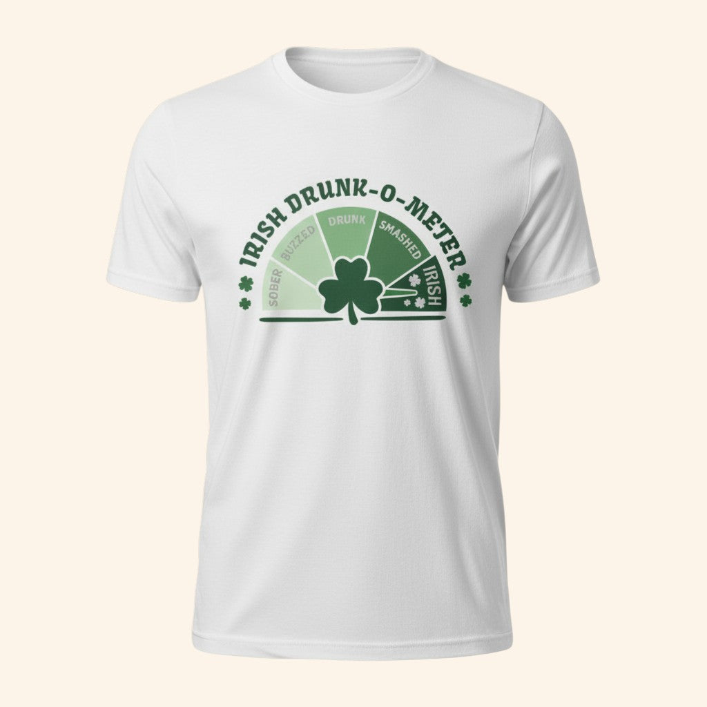 Funny St Patrick's Day Shirt, Irish Drunk-O-Meter Graphic Tee
