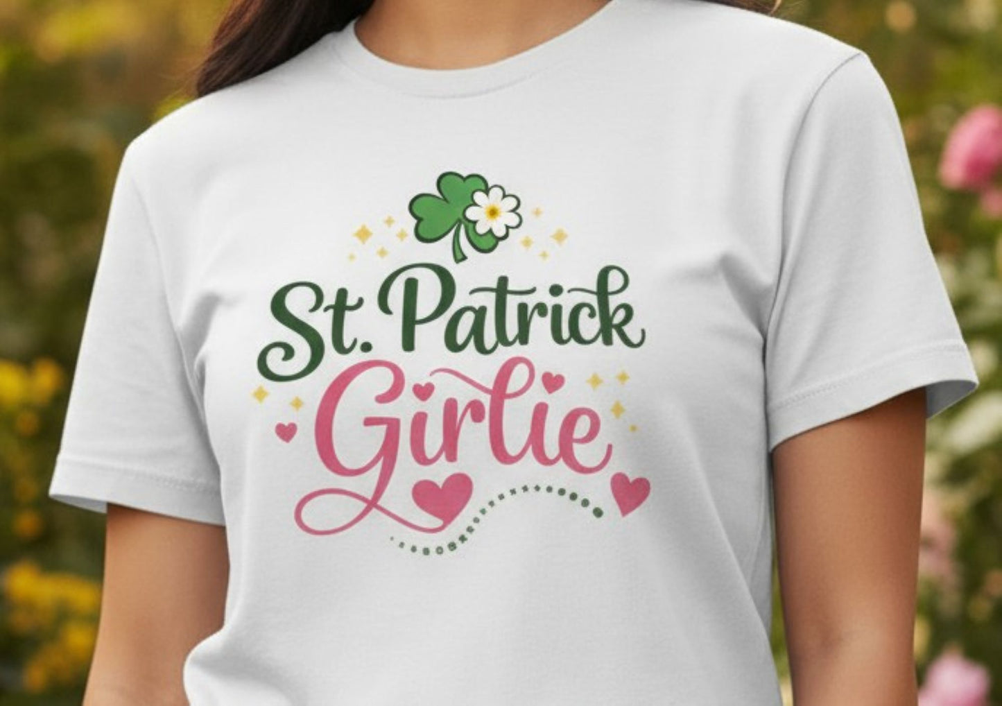 St Patricks Day Shirt for Women, Shamrock Clover Tee, Irish Green Pink Graphic T-Shirt