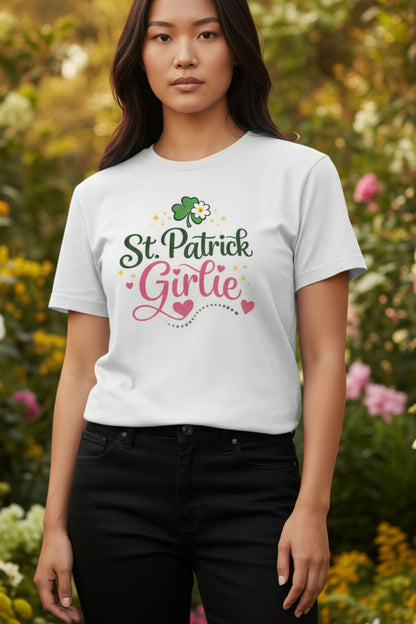 St Patricks Day Shirt for Women, Shamrock Clover Tee, Irish Green Pink Graphic T-Shirt
