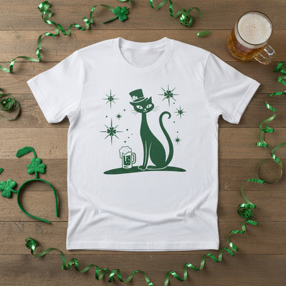 St. Patrick's Day Cat T-Shirt, Green Lucky Tee, Irish Beer Shirt