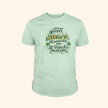 St. Patrick’s Day Shirt Green Beer, Shamrocks & St. Patrick’s Prayers | Funny Irish Tee