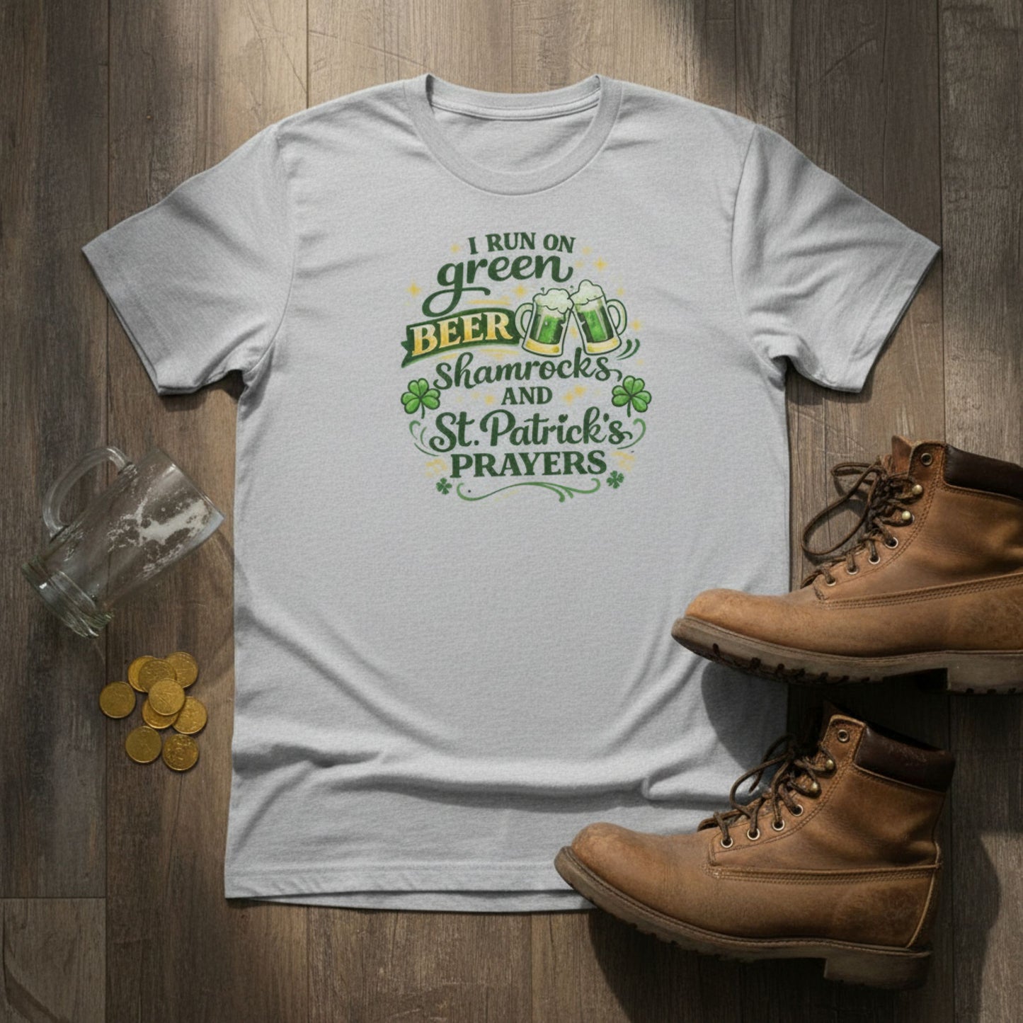 St. Patrick’s Day Shirt Green Beer, Shamrocks & St. Patrick’s Prayers | Funny Irish Tee