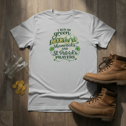 St. Patrick’s Day Shirt Green Beer, Shamrocks & St. Patrick’s Prayers | Funny Irish Tee