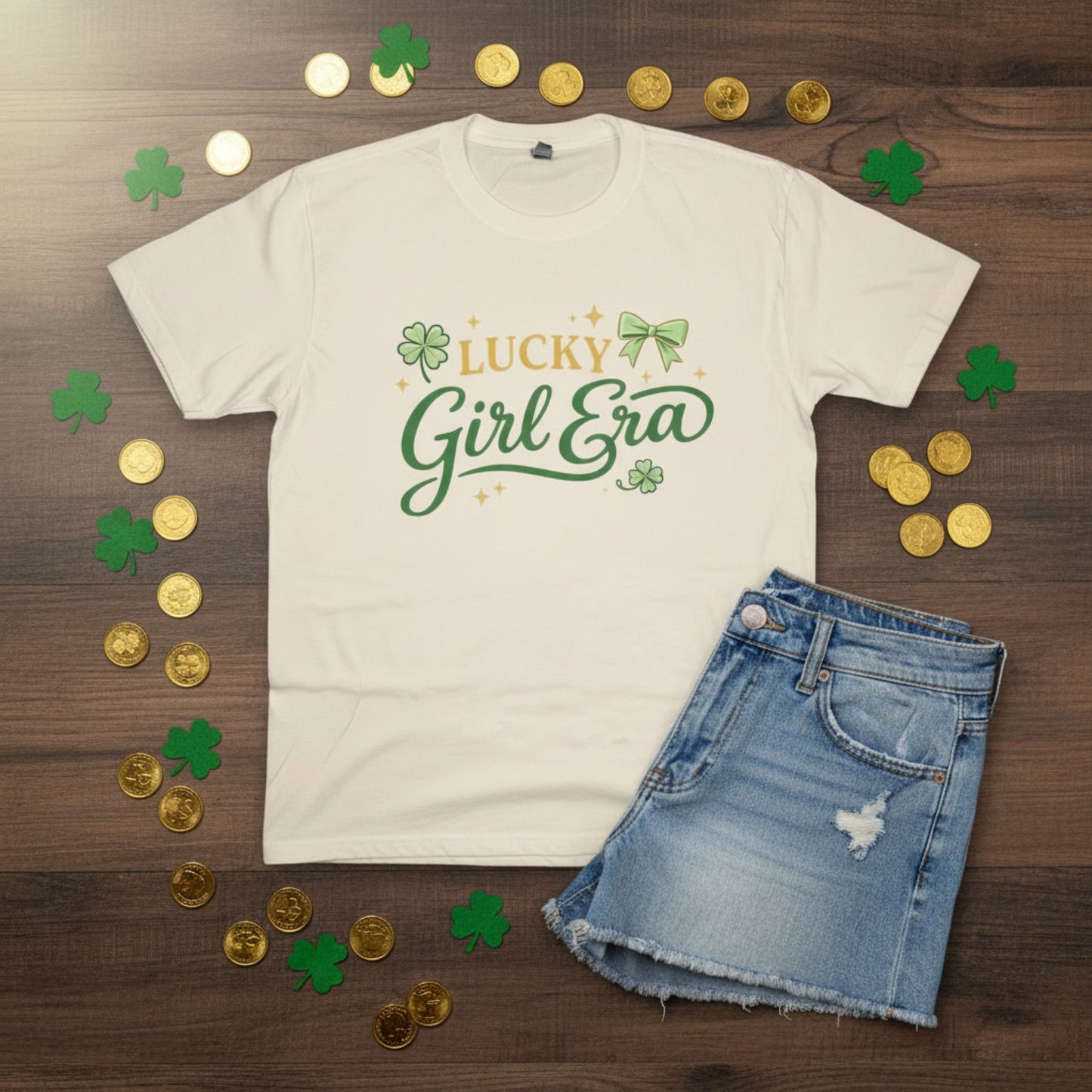 Lucky Girl Era Shirt | St Patrick’s Day Top for Women | Shamrock Clover Tee