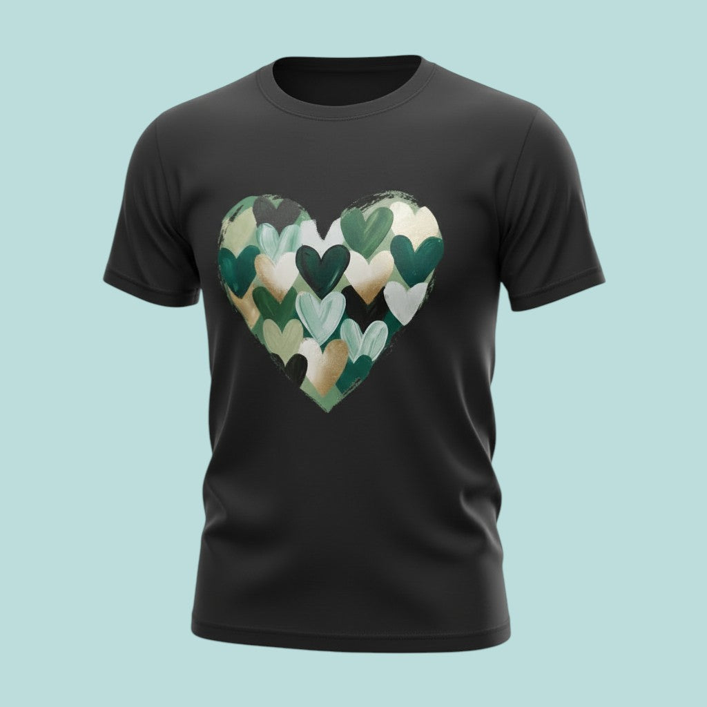 St. Patrick's Day Shirt | Painted Green Hearts Tee | Irish Shamrock Outfit
