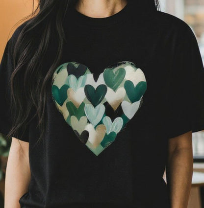 St. Patrick's Day Shirt | Painted Green Hearts Tee | Irish Shamrock Outfit