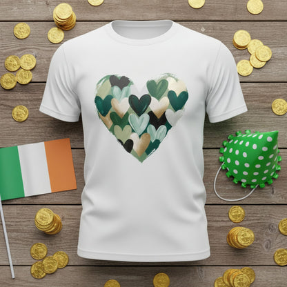 St. Patrick's Day Shirt | Painted Green Hearts Tee | Irish Shamrock Outfit