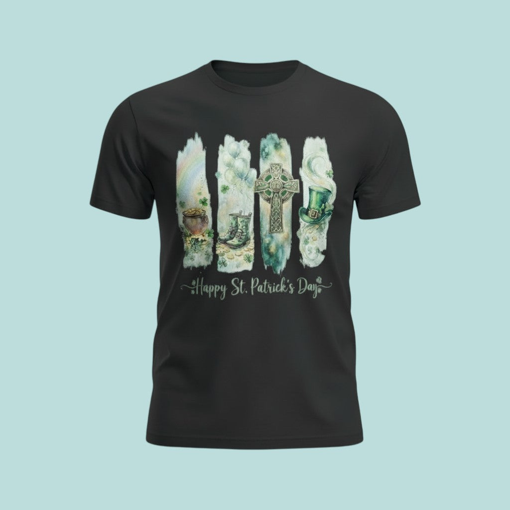 Happy St Patrick’s Day Shirt, Irish Blessing Style Tee, Celtic Cross Shamrock Shirt, Christian St Patricks Day, Green Gildan T-Shirt, Irish Holiday Outfit