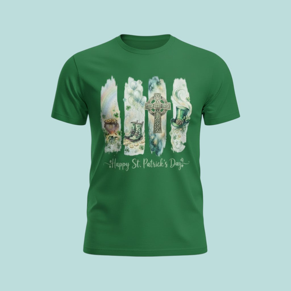 Happy St Patrick’s Day Shirt, Irish Blessing Style Tee, Celtic Cross Shamrock Shirt, Christian St Patricks Day, Green Gildan T-Shirt, Irish Holiday Outfit