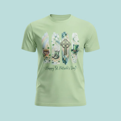 Happy St Patrick’s Day Shirt, Irish Blessing Style Tee, Celtic Cross Shamrock Shirt, Christian St Patricks Day, Green Gildan T-Shirt, Irish Holiday Outfit