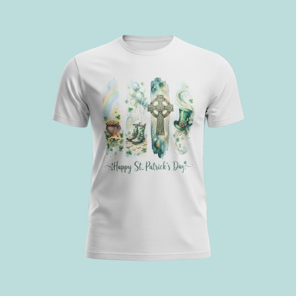 Happy St Patrick’s Day Shirt, Irish Blessing Style Tee, Celtic Cross Shamrock Shirt, Christian St Patricks Day, Green Gildan T-Shirt, Irish Holiday Outfit