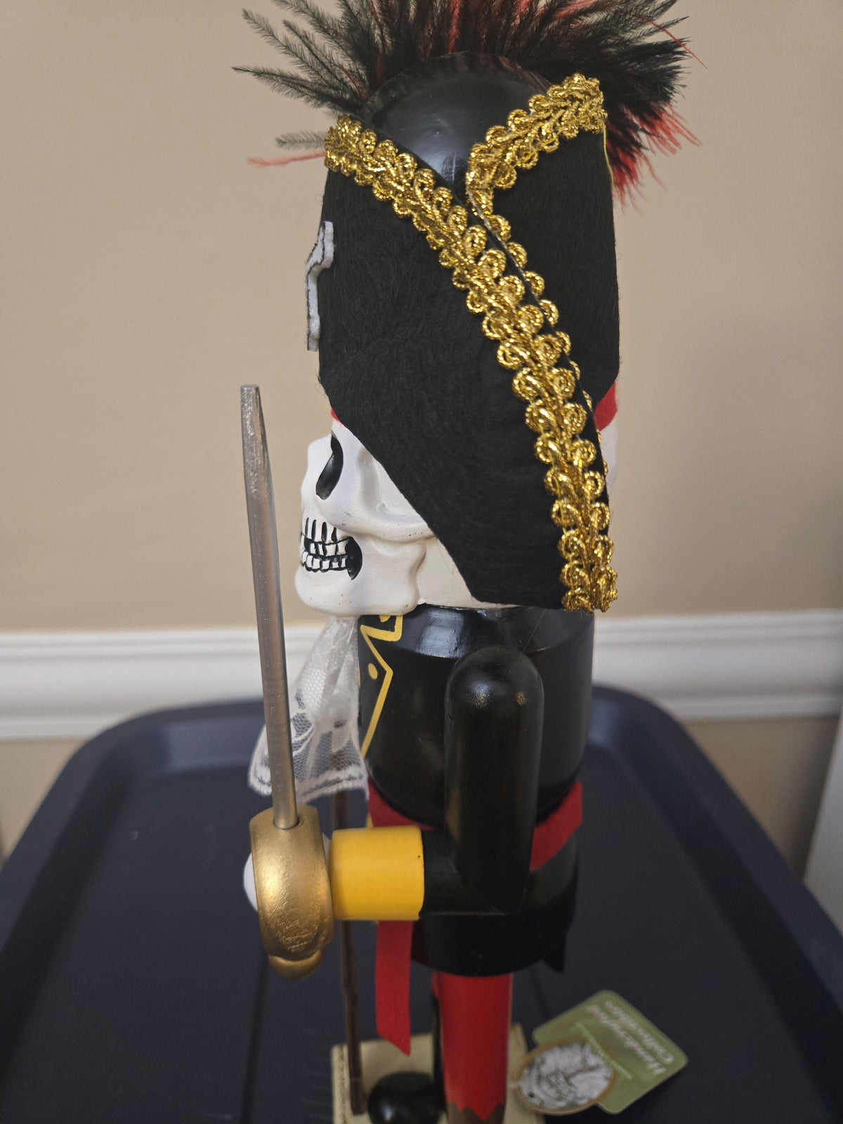 Coastal Home Skeleton Nutcracker Figurine, Pirate Theme, Halloween Shelf Decor, 15 Inch