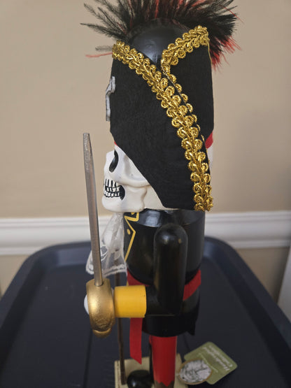Coastal Home Skeleton Nutcracker Figurine, Pirate Theme, Halloween Shelf Decor, 15 Inch