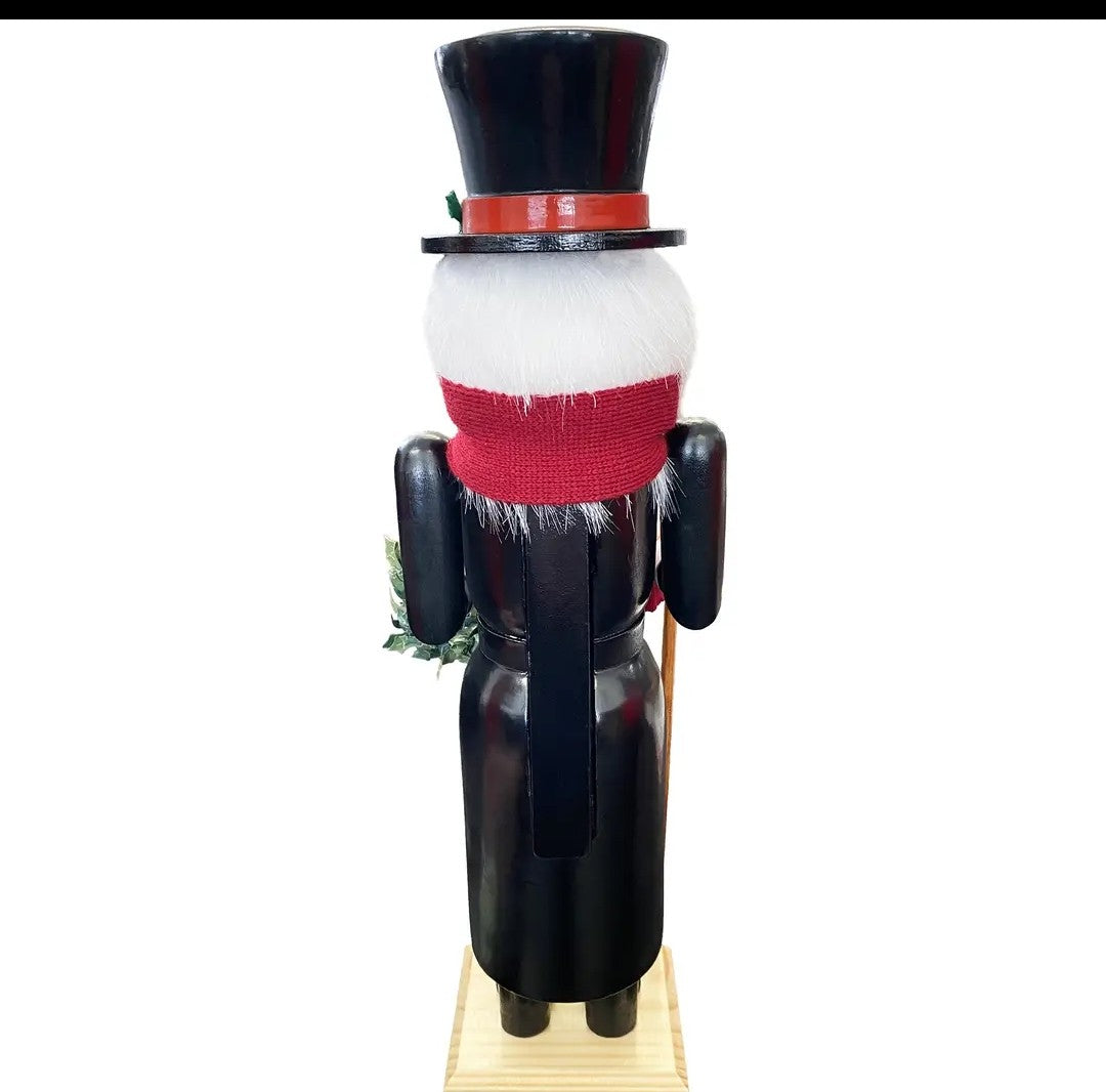 Victorian Scrooge Nutcracker, Dickens Era Wood Figurine, 14 Inch Christmas Decor