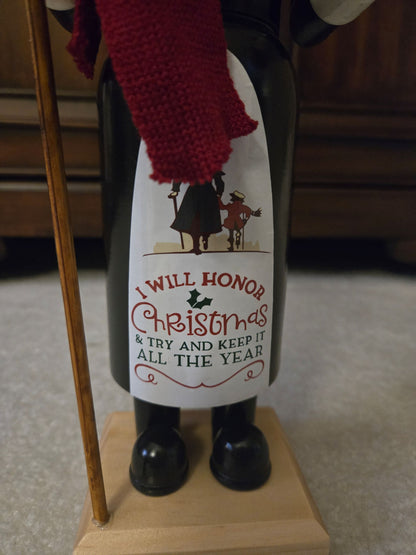 Victorian Scrooge Nutcracker, Dickens Era Wood Figurine, 14 Inch Christmas Decor