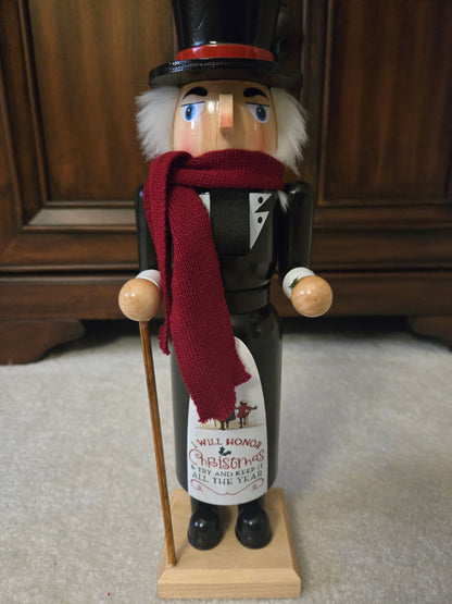 Victorian Scrooge Nutcracker, Dickens Era Wood Figurine, 14 Inch Christmas Decor