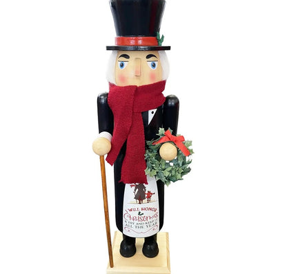 Victorian Scrooge Nutcracker, Dickens Era Wood Figurine, 14 Inch Christmas Decor