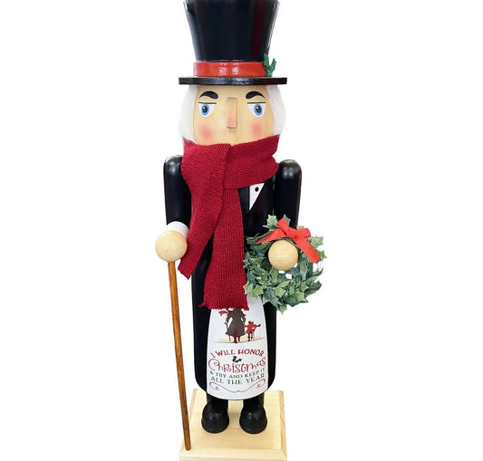 Victorian Scrooge Nutcracker, Dickens Era Wood Figurine, 14 Inch Christmas Decor