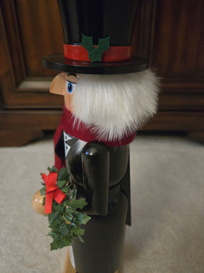 Victorian Scrooge Nutcracker, Dickens Era Wood Figurine, 14 Inch Christmas Decor