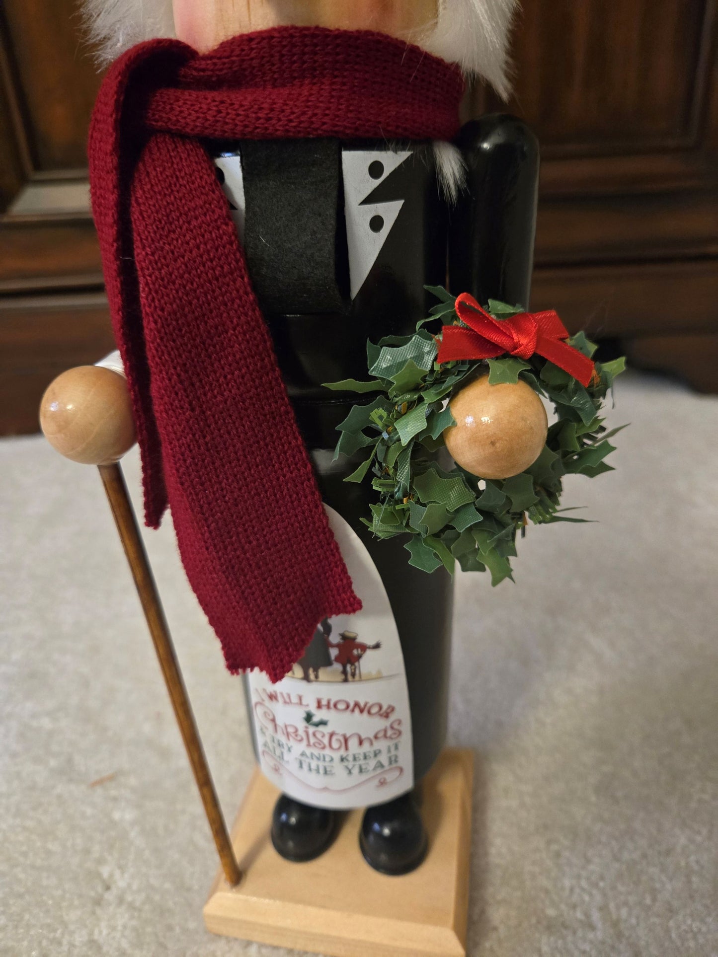 Victorian Scrooge Nutcracker, Dickens Era Wood Figurine, 14 Inch Christmas Decor