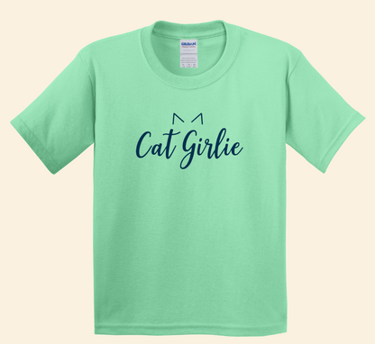 Cat Lover Girlie Tee for Toddlers and Youth, Cat Ears Graphic tee, sizes 2T–L