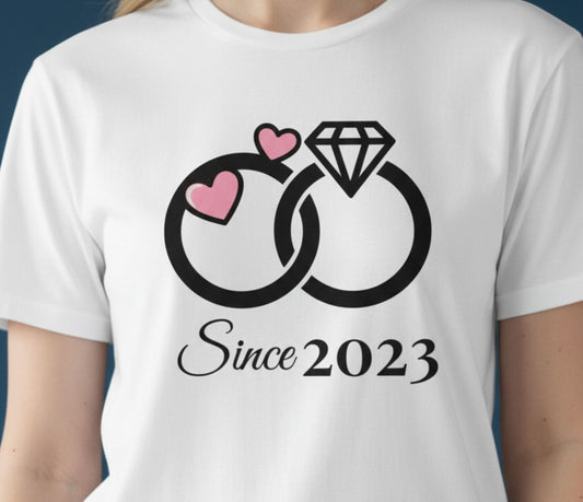 Wedding Ring Tee, Anniversary Shirt, Custom Year Couple Shirt, Bride Gift