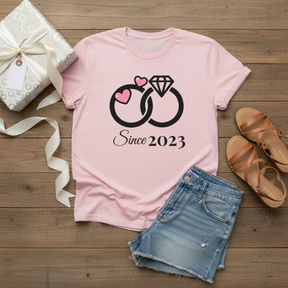 Wedding Ring Tee, Anniversary Shirt, Custom Year Couple Shirt, Bride Gift