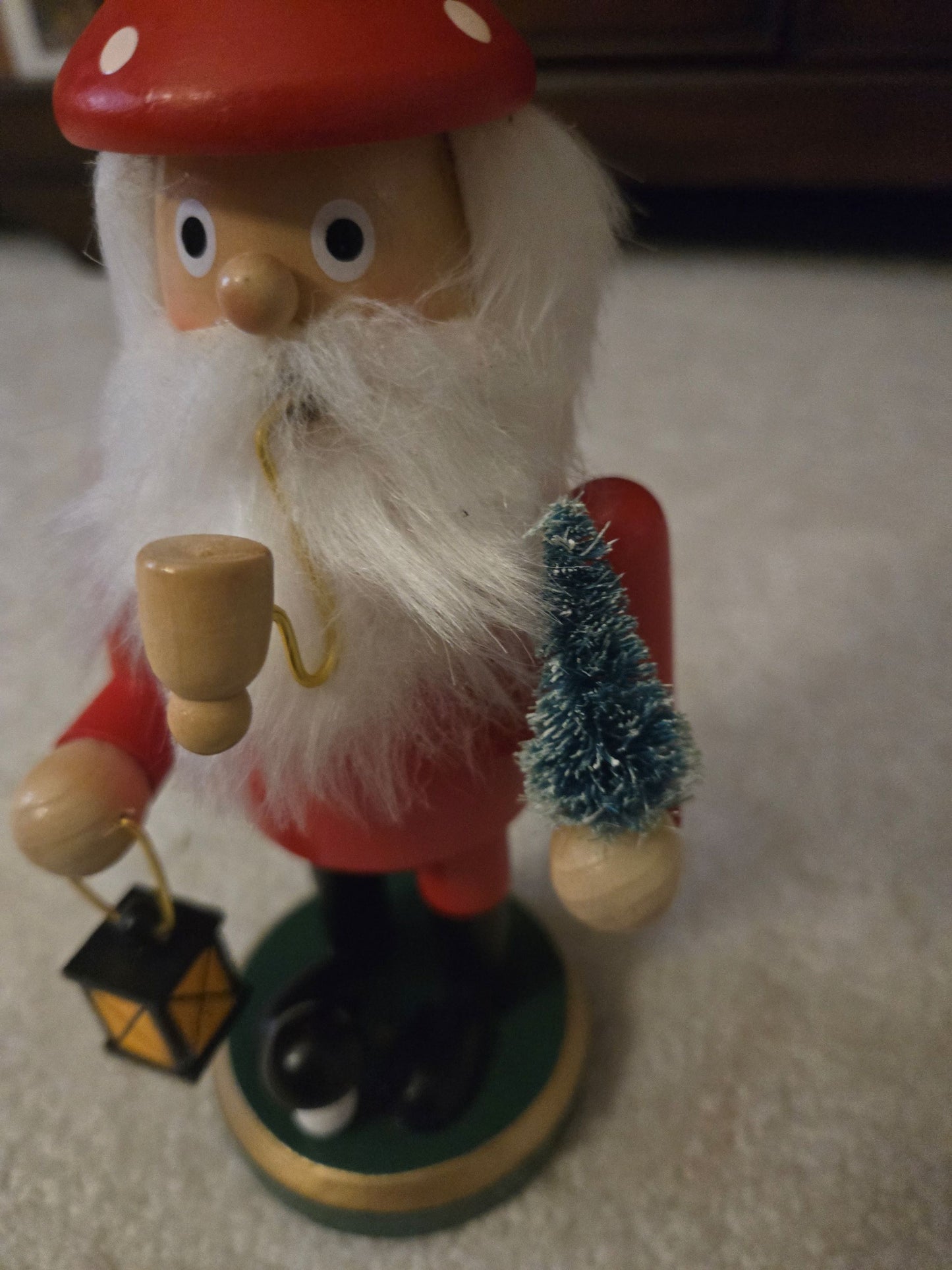 German Erzgebirge Style Gnome Smoker, 8-Inch Incense Holder, Christmas Mantel Decor