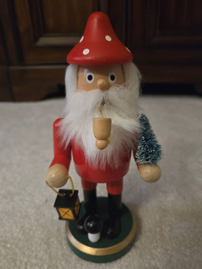 German Erzgebirge Style Gnome Smoker, 8-Inch Incense Holder, Christmas Mantel Decor