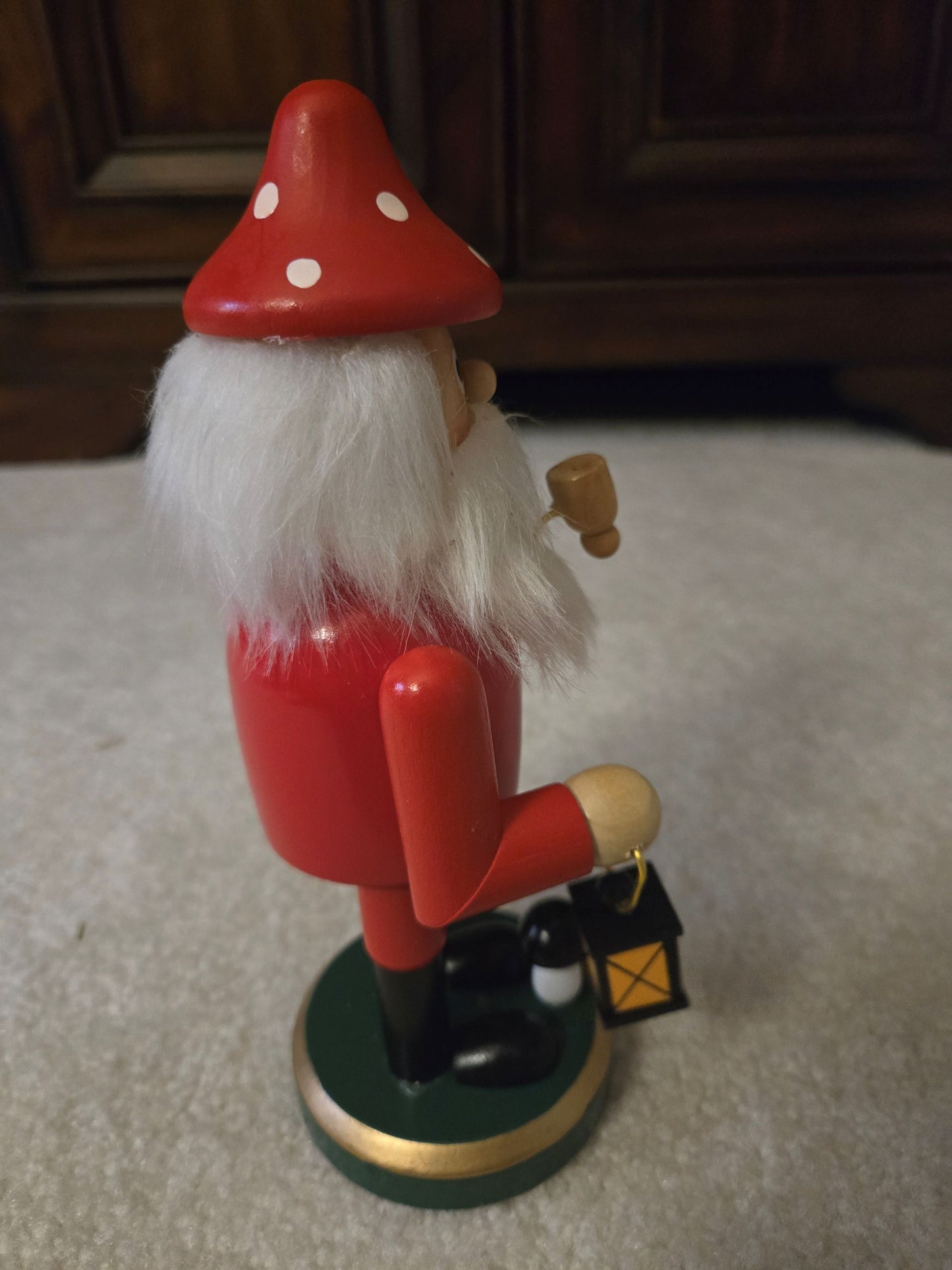 German Erzgebirge Style Gnome Smoker, 8-Inch Incense Holder, Christmas Mantel Decor