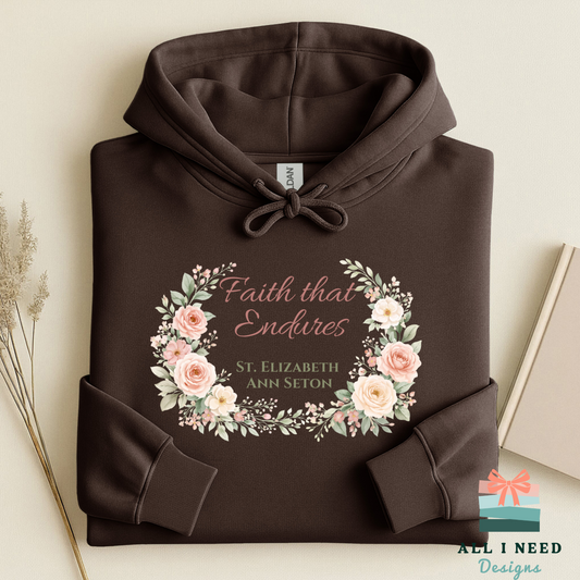St. Elizabeth Ann Seton Floral Tee, Catholic Faith Endures Unisex Shirt