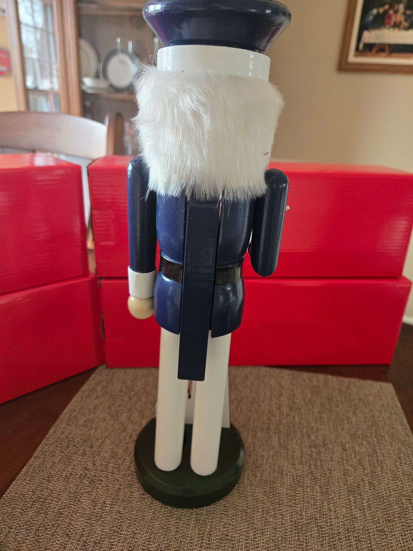 Nautical Lighthouse Keeper Nutcracker, Navy White Wood Christmas Decor, Seaside Accent