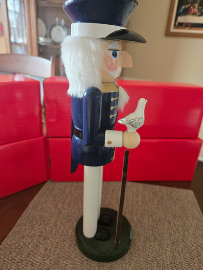 Nautical Lighthouse Keeper Nutcracker, Navy White Wood Christmas Decor, Seaside Accent