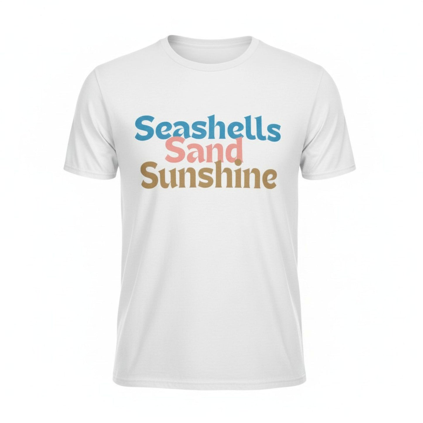 Seashells Sand Sunshine Graphic Tee, Retro Summer Beach Vacation Shirt