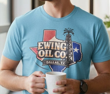Ewing Oil Co. Shirt | Dallas TX Graphic Tee | Retro Texas Rig Design | Vintage TV