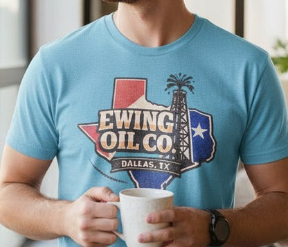 Ewing Oil Co. Shirt | Dallas TX Graphic Tee | Retro Texas Rig Design | Vintage TV