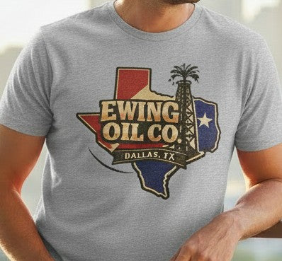 Ewing Oil Co. Shirt | Dallas TX Graphic Tee | Retro Texas Rig Design | Vintage TV