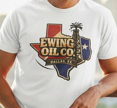Ewing Oil Co. Shirt | Dallas TX Graphic Tee | Retro Texas Rig Design | Vintage TV