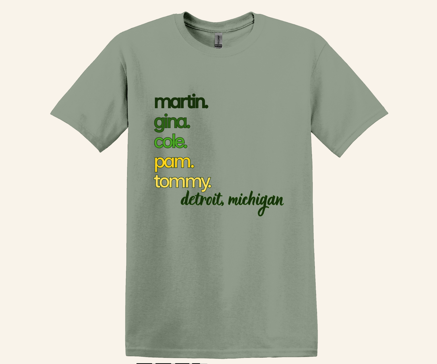 Detroit Martin Cast Names Retro Fan T‑Shirt, 90s TV inspired, unisex fit, sizes XS–3XL, Michigan pride gift