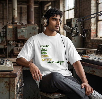 Detroit Martin Cast Names Retro Fan T‑Shirt, 90s TV inspired, unisex fit, sizes XS–3XL, Michigan pride gift