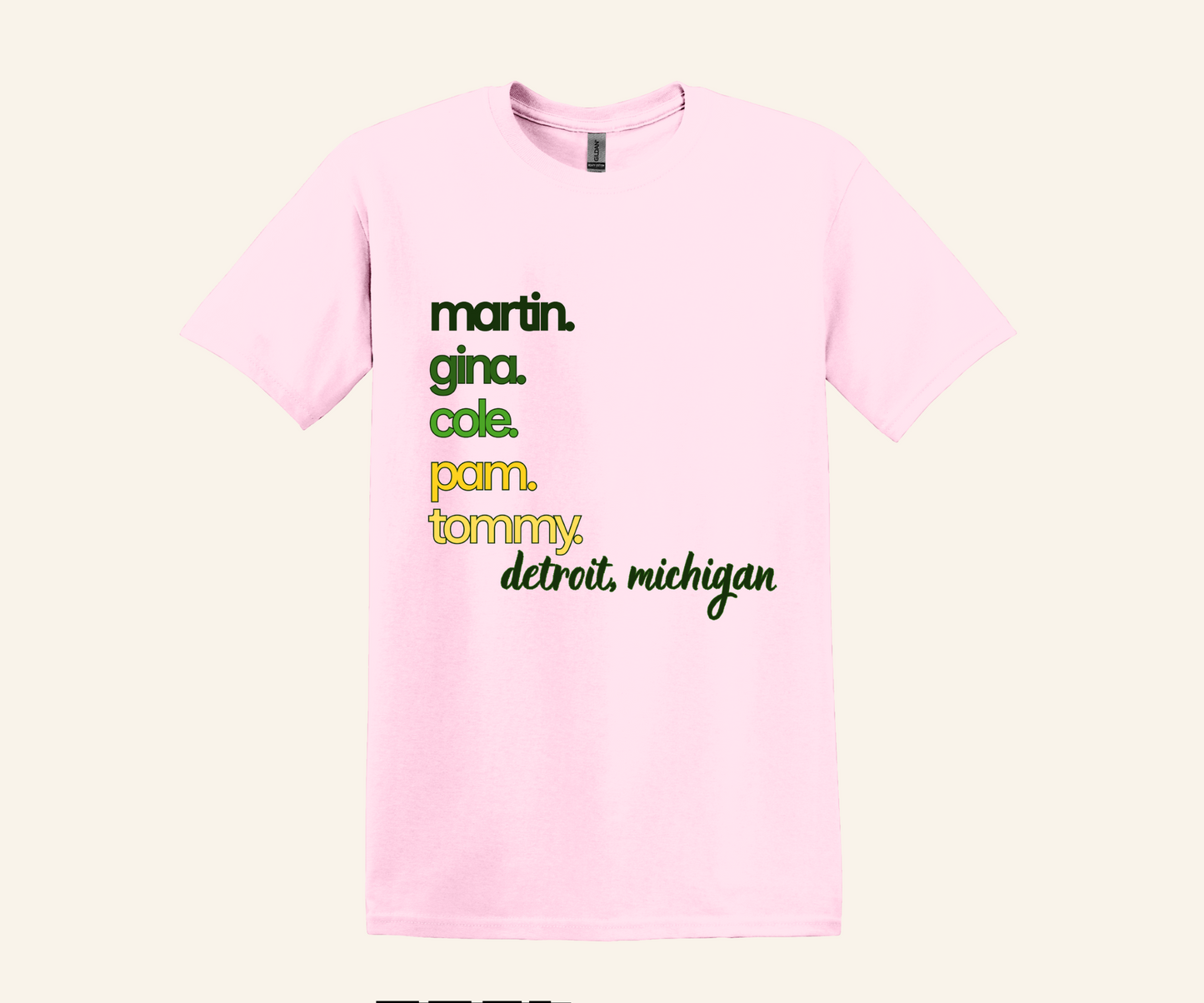 Detroit Martin Cast Names Retro Fan T‑Shirt, 90s TV inspired, unisex fit, sizes XS–3XL, Michigan pride gift