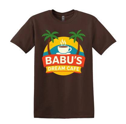 Babu's Dream Cafe Retro T-Shirt, 90s Sitcom Inspired Graphic Tee